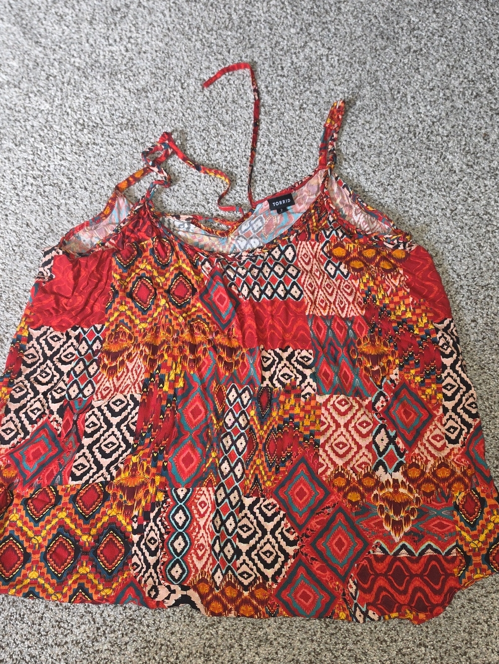 torrid Red Multi-Pattern Boho Tribal Strappy Tank Top 2 2x